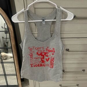 Next Level Apparel Gray Tank Top with Red Graphic Tigers